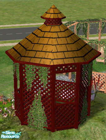 Sims 2 — Trellis Garden - Gazebo Roof - Dark by Simaddict99 — gazebo roof recolor to match trellis fence. Note: requires