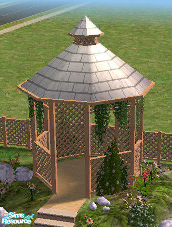 Sims 2 — Trellis Garden - Gazebo Roof - Blond by Simaddict99 — gazebo roof recolor to match the trellis fnece in blond.