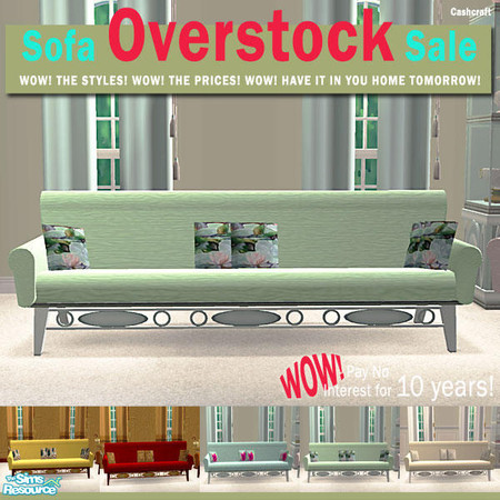 Sims 2 — Sofa Overstock Sale -  WaterLily 001 by Cashcraft — Sofa Overstock Sale, a new sofa mesh with recolors for my