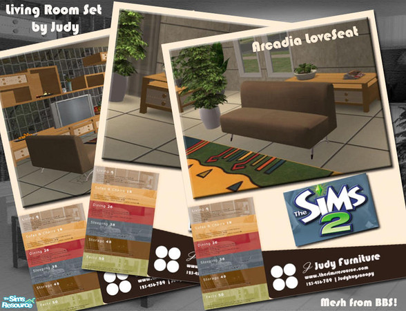 Sims 2 — Judy Arcadia Loveseat - Brown by judyhugsnoopy — Recolor of "BetterBeSim Arcadia LoveSeat" Hope you