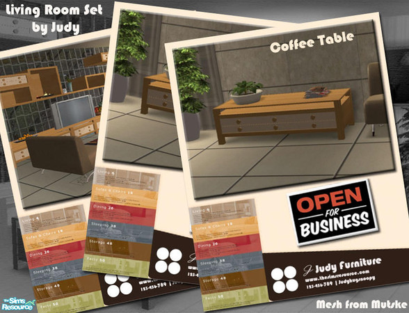 Sims 2 — Judy OFB CoffeeTable 2x1 - Brown by judyhugsnoopy — Recolor of "Mutske OFB living room set" Hope you
