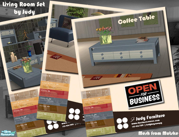 Sims 2 — Judy OFB Coffee Table 2x1 Blue by judyhugsnoopy — Recolor of "Mutske OFB living room set" hope you