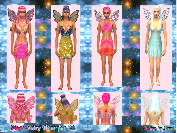 Sims 2 — More Fairy Wear for Evi by JewelRolls — Four sexy dresses and matching wings for your beautiful sim Fairies!