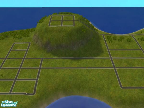 Sims 2 — Suburb by c_literati — Decorated (with trees) neighborhood terrain with lots of room for districts and
