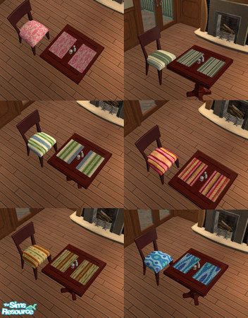 Sims 2 — Chair Cushion & Matching Placemats by agaliha5 — Recolor of Sims chair and NoFrill's placemat. You must