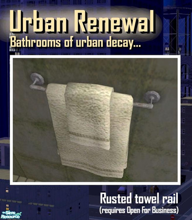 Sims 2 — Rusted towel rail by Cyclonesue — Part of the 'Bathrooms of Urban Decay' set. Recolour of the Maxis towel - rail