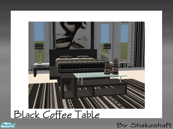 Sims 2 — Black Coffee Table by Shakeshaft — Part of a modern bedroom set with a Black and White theme,most items are