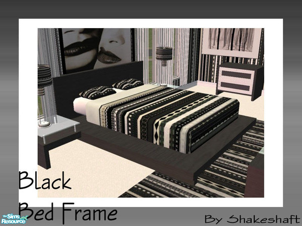 Sims 2 — Black Bed Frame by Shakeshaft — Part of a modern bedroom set with a Black and White theme,most items are TSRAA