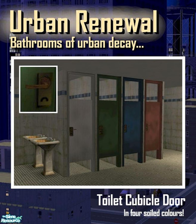 Sims 2 — Cubicle door by Cyclonesue — New mesh: cubicle door in four soiled colours to match the Maxis 'Value Justa