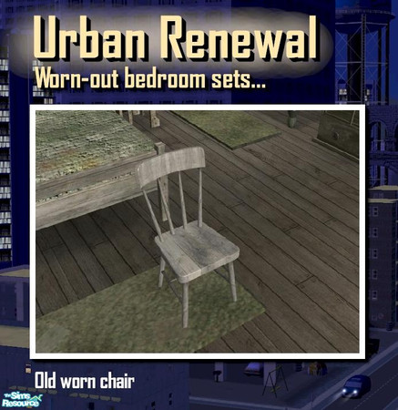 Sims 2 — Worn old wooden chair by Cyclonesue — Distressed, soiled bedroom furniture - part of the Urban Renewal series of
