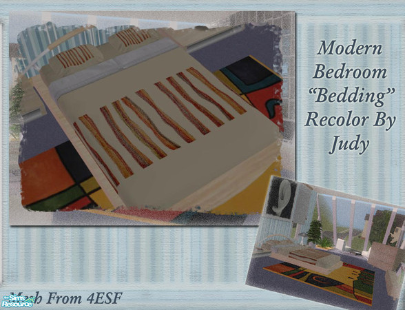 Sims 2 — Judy_Modern Bedroom - Bedding by judyhugsnoopy — Recolor of 4ESF "Modern Bedroom 10" Hope you likeit.