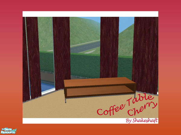 Sims 2 — Coffeetable Cherry by Shakeshaft — Part of the Recolour of Betterbesim's Arcadia set, with Curtains by Mutske.