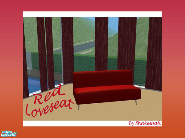 Sims 2 — Red Loveseat  by Shakeshaft — Part of the Recolour of Betterbesim's Arcadia set, with Curtains by Mutske. All in