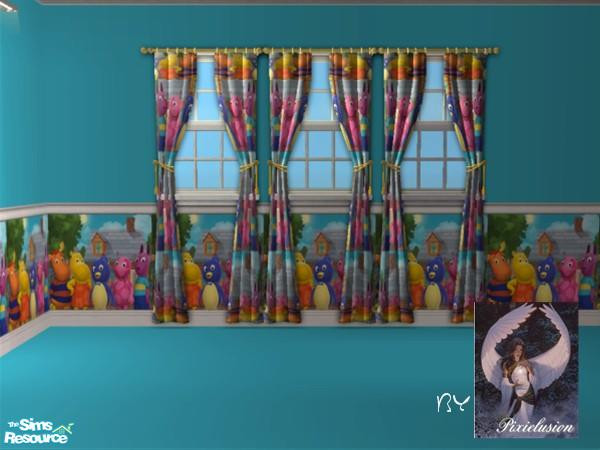 Sims 2 — Backyardigans curtains by pixielusion — Curtains done in the group theme
