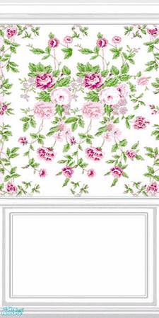 Sims 2 — Vintage Victorian Wallpaper 002 by Cashcraft — Vintage Victorian wallpaper, with white wood panels. Wallpaper