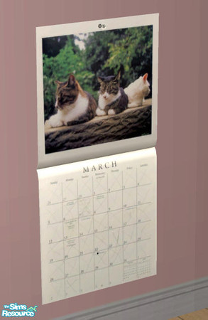 Sims 2 — White Willow Cat Calendar by ogula — White Willow Cat Calendar part of the White Willow Bedroom Set by ogula.