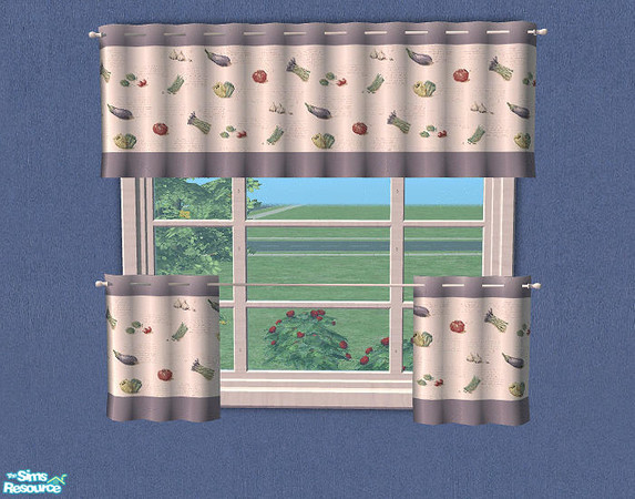 Sims 2 — Kitchen Curtains - Straight MESH file by Bitzybus — Curtain mesh for straight walls.