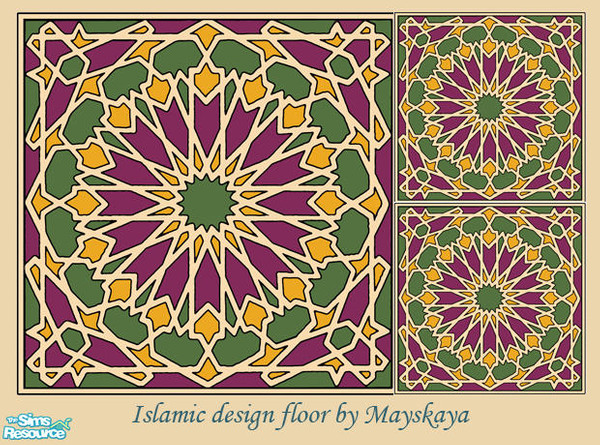 Sims 2 — Islamic design floor 1 by mayskaya — Islamic pattern tiled floor for eastern design buildings. 1x1 size