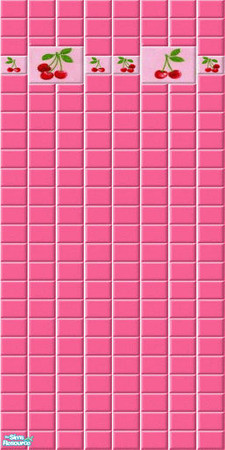 Sims 2 — Sweet Cherries Tile Wall 4 by ImmeK — Pink wall tiles with a large cherry decor for your sims\' favourite