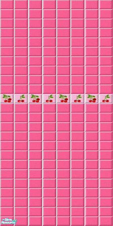 Sims 2 — Sweet Cherries Tile Wall 3 by ImmeK — Pink wall tiles with a small cherry decor for your sims\' favourite