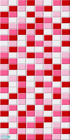 Sims 2 — Simply Pink Tile Wall 4 by ImmeK — Wall tiles in a pink and red mosaic pattern for your sims\' favourite