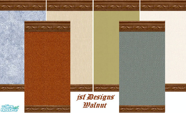 Sims 2 — jsf Designs Walnut by jsf — Heavily carved, walnut wood mouldings embellish plain but textured interiors of