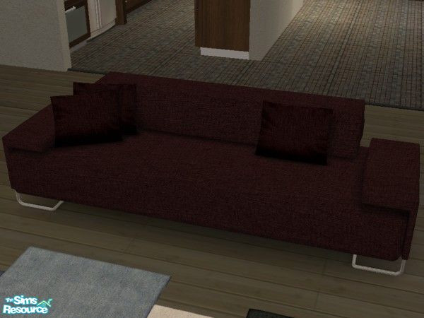 Sims 2 — Murano Lowland Sofa Recolours 03 by Thayet — A rich wine recolour of Murano\'s Lowland Sofa with matching