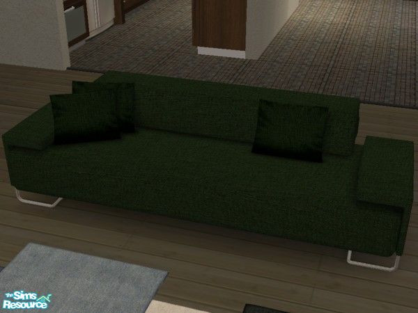 Sims 2 — Murano Lowland Sofa Recolours 11 by Thayet — A dark forest green recolour of Murano\'s Lowland Sofa with