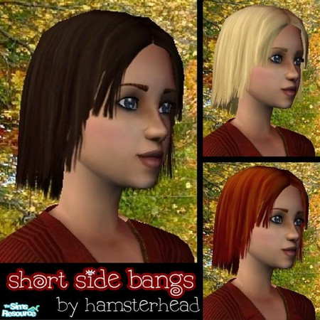 Sims 2 — Short Side Bangs by hamsterhead18 — A shorter version of my side bangs hairdo already on TSR. Comes in brunnete,