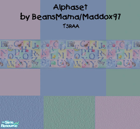 Sims 2 — Alphaset Nursery - TSRAA by maddox97 — An alphabet border in three colors with matching carpet. Great for any