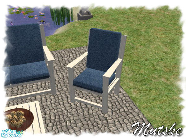 Sims 2 — Barcelona Chair White Denim by Mutske — Barcelona Chair. Wood and fabric exchangeable.