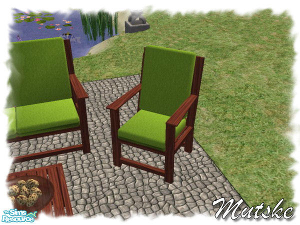 Sims 2 — Barcelona Chair New Mesh by Mutske — Barcelona Chair. Wood and fabric exchangeable.