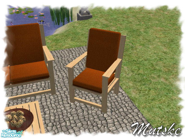 Sims 2 — Barcelona Chair Maple Orange by Mutske — Barcelona Chair. Wood and fabric exchangeable.