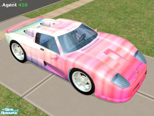 Sims 2 — The Cotton Candy Stripe Street Racer by Agent420 — One of the 420 Chop Shop Paint Jobs. Collect em all today and