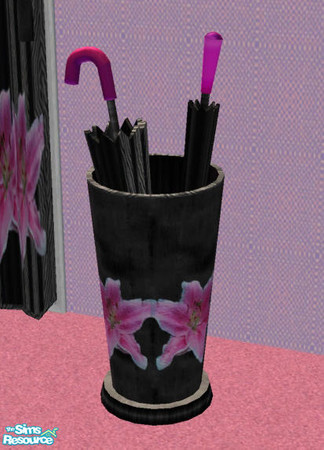Sims 2 — SnapDragon Bedroom - Umbrella Stand by Cloisonne — Pink and black umbrella stand