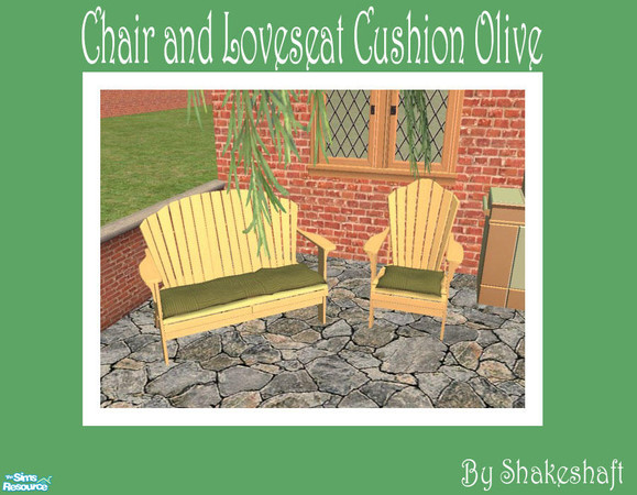 Sims 2 — Chair and Loveseat Cushion Olive by Shakeshaft — Part of a spring time set for the patio, assorted outdoor