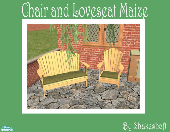 Sims 2 — Chair and Loveseat Maize by Shakeshaft — Part of a spring time set for the patio, assorted outdoor furniture in