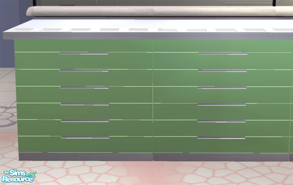 Sims 2 — Milano Kitchen Counterloft finish by Cloisonne — Apple green and Silver Blue color scheme.