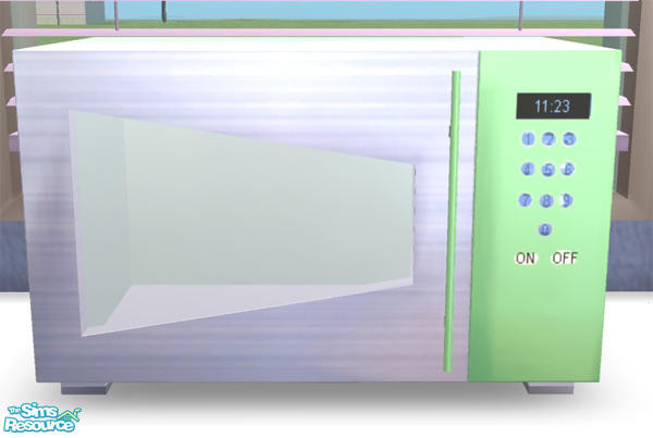 Sims 2 — Milano Kitchen Microwave by Cloisonne — Apple green and Silver Blue color scheme.