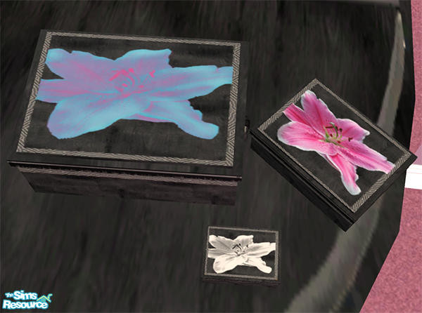 Sims 2 — SnapDragon Bedroom -Wooden Boxes by Cloisonne — Lilly inspired boxes.258182id number for mesh,from Cashcrafts