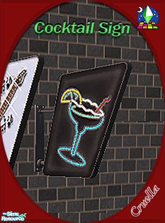 Sims 2 — am_BusinessSign_cocktail by Cruella — Cocktail sign. Recolor of Nightlifes business signs.