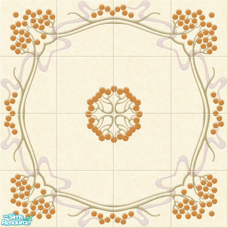 Sims 2 — Art Nouveau Kitchen Floor Tile by Jubilant — This is a recolor of OFB tile. It's made smaller and brown &