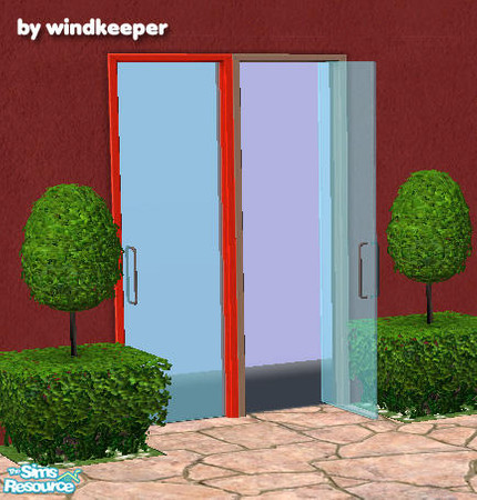 Sims 2 — HM glass door 1 by Windkeeper — Improved Maxis glass door - no metal brackets on glass and thin handle. Uses all
