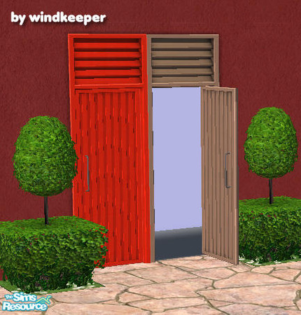 Sims 2 — HM solid door 1 by Windkeeper — Matches Maxis OFB full wall glass doors and uses all their colors.
