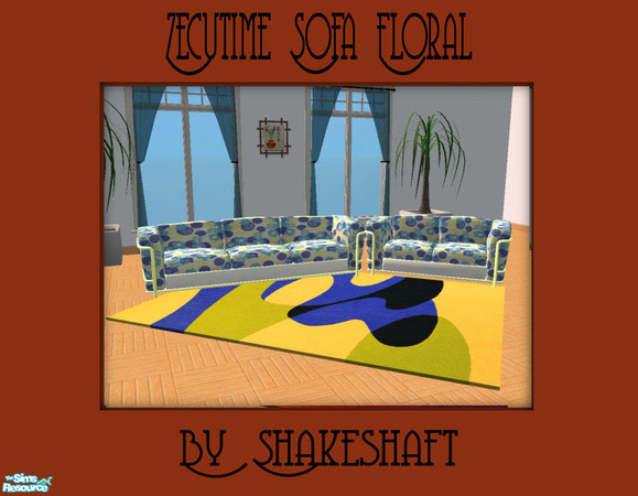 Sims 2 — Zecutime Sofa Floral by Shakeshaft — Part of a set of 7 recolours of the Zecutime Cityside Sofa with 7 matching