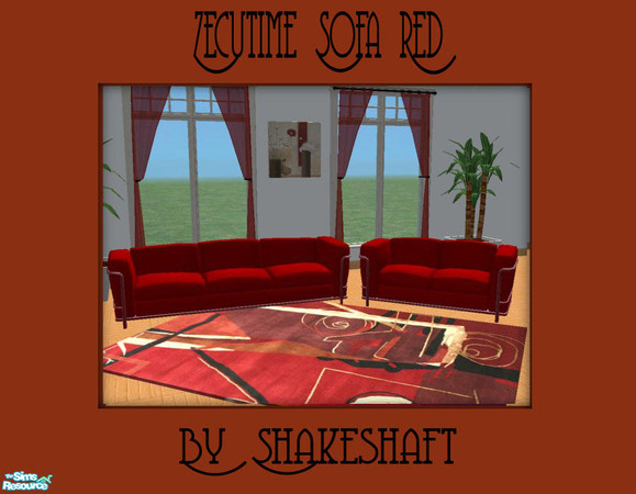 Sims 2 — Zecutime Sofa Red by Shakeshaft — Part of a set of 7 recolours of the Zecutime Cityside Sofa with 7 matching
