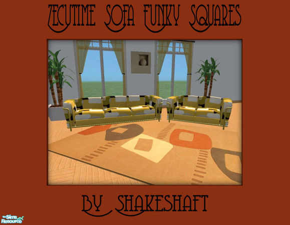 Sims 2 — Zecutime Sofa Funky Squares by Shakeshaft — Part of a set of 7 recolours of the Zecutime Cityside Sofa with 7