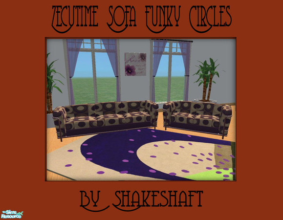Sims 2 — Zecutime Sofa Funky Circles by Shakeshaft — Part of a set of 7 recolours of the Zecutime Cityside Sofa with 7