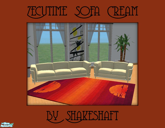 Sims 2 — Zecutime Sofa Cream by Shakeshaft — Part of a set of 7 recolours of the Zecutime Cityside Sofa with 7 matching