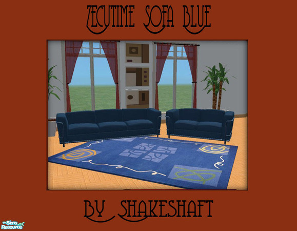 Sims 2 — Zecutime Sofa Blue by Shakeshaft — Part of a set of 7 recolours of the Zecutime Cityside Sofa with 7 matching